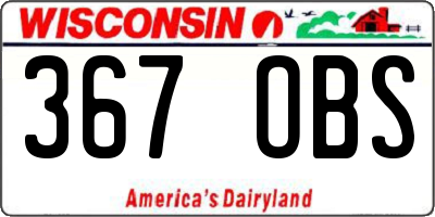 WI license plate 367OBS