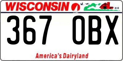 WI license plate 367OBX