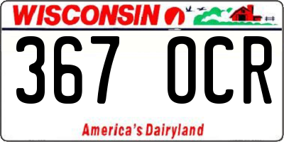 WI license plate 367OCR