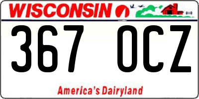 WI license plate 367OCZ