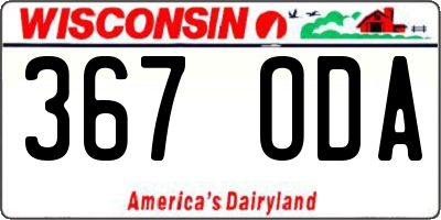 WI license plate 367ODA
