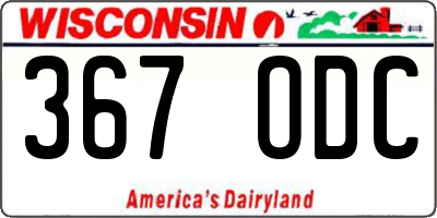 WI license plate 367ODC