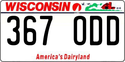 WI license plate 367ODD