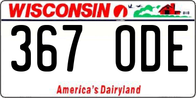 WI license plate 367ODE