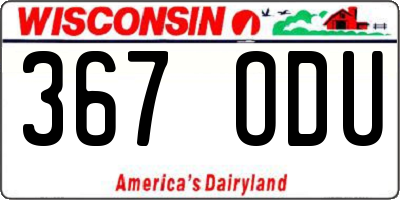 WI license plate 367ODU