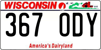 WI license plate 367ODY