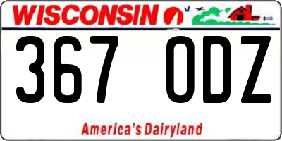 WI license plate 367ODZ