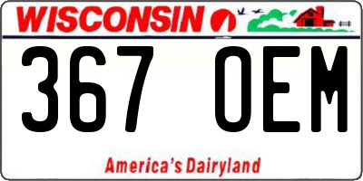 WI license plate 367OEM