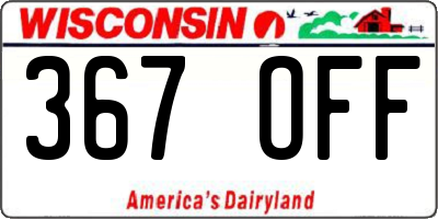 WI license plate 367OFF