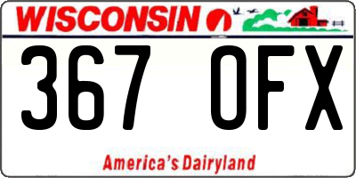 WI license plate 367OFX