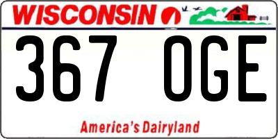 WI license plate 367OGE