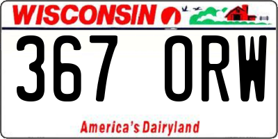 WI license plate 367ORW