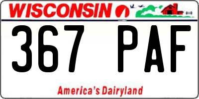 WI license plate 367PAF