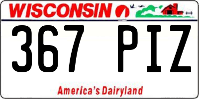 WI license plate 367PIZ