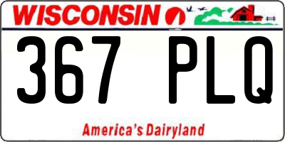 WI license plate 367PLQ
