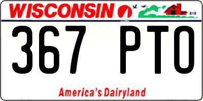 WI license plate 367PTO