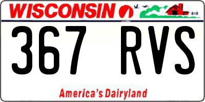 WI license plate 367RVS