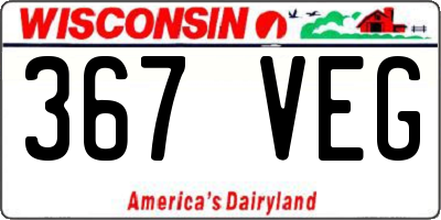 WI license plate 367VEG