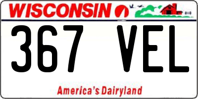 WI license plate 367VEL