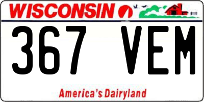 WI license plate 367VEM