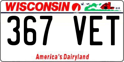 WI license plate 367VET