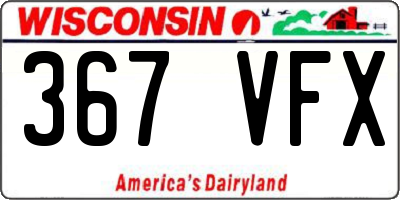 WI license plate 367VFX