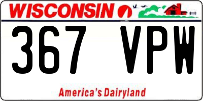 WI license plate 367VPW