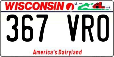 WI license plate 367VRO
