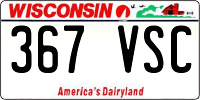 WI license plate 367VSC