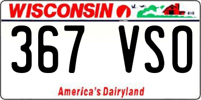 WI license plate 367VSO