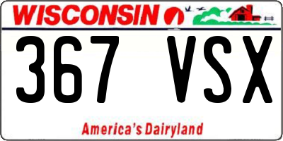 WI license plate 367VSX