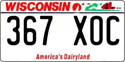 WI license plate 367XOC