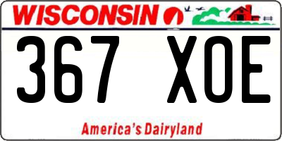 WI license plate 367XOE