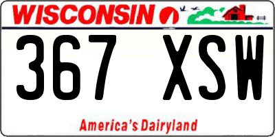 WI license plate 367XSW