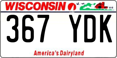 WI license plate 367YDK