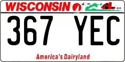 WI license plate 367YEC