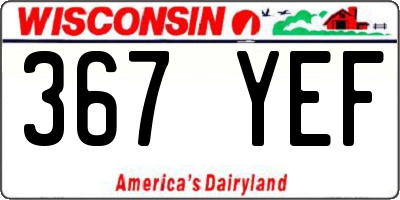 WI license plate 367YEF