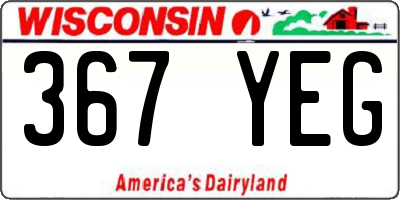 WI license plate 367YEG