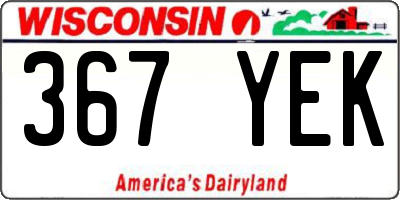 WI license plate 367YEK
