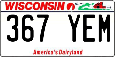 WI license plate 367YEM