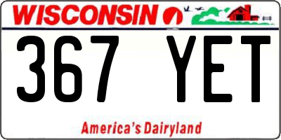 WI license plate 367YET