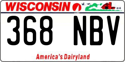 WI license plate 368NBV