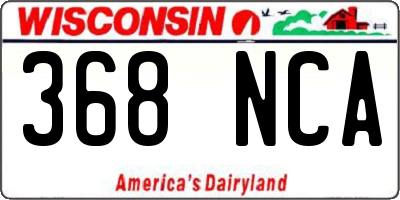 WI license plate 368NCA