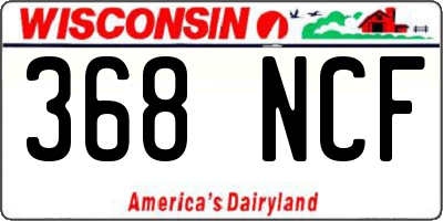 WI license plate 368NCF