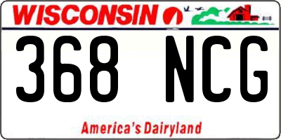 WI license plate 368NCG
