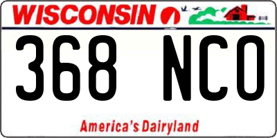 WI license plate 368NCO