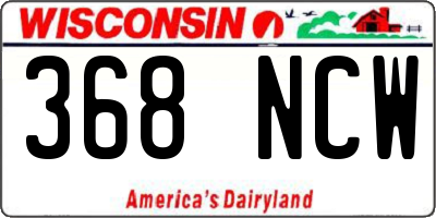 WI license plate 368NCW