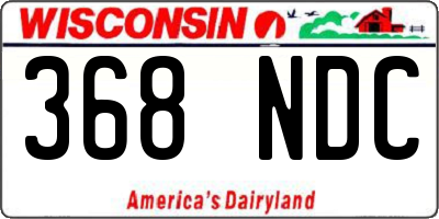 WI license plate 368NDC
