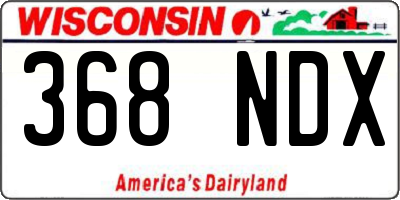 WI license plate 368NDX