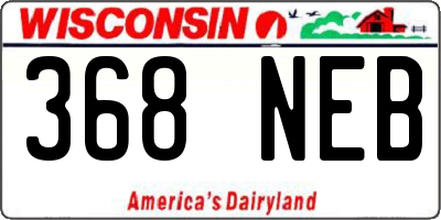 WI license plate 368NEB